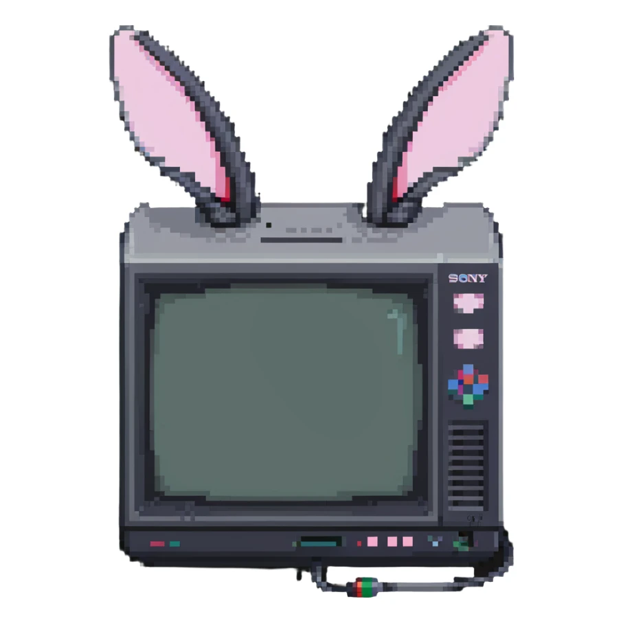 1980s Sony CRT TV with rabbit ears antenna sticker