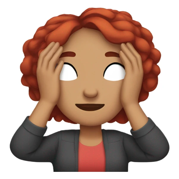 Woman with red short hair covering her eyes with her hands  sticker