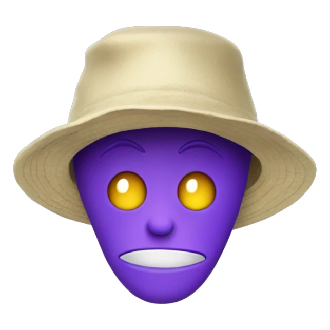 purple pointy chin alien head wearing bucket hat sticker
