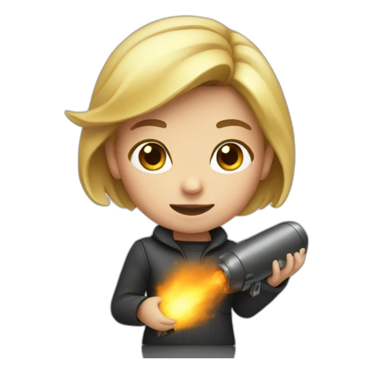 Little woman taking bomb sticker