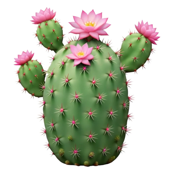 Pastel green cactus with little link flowers  sticker