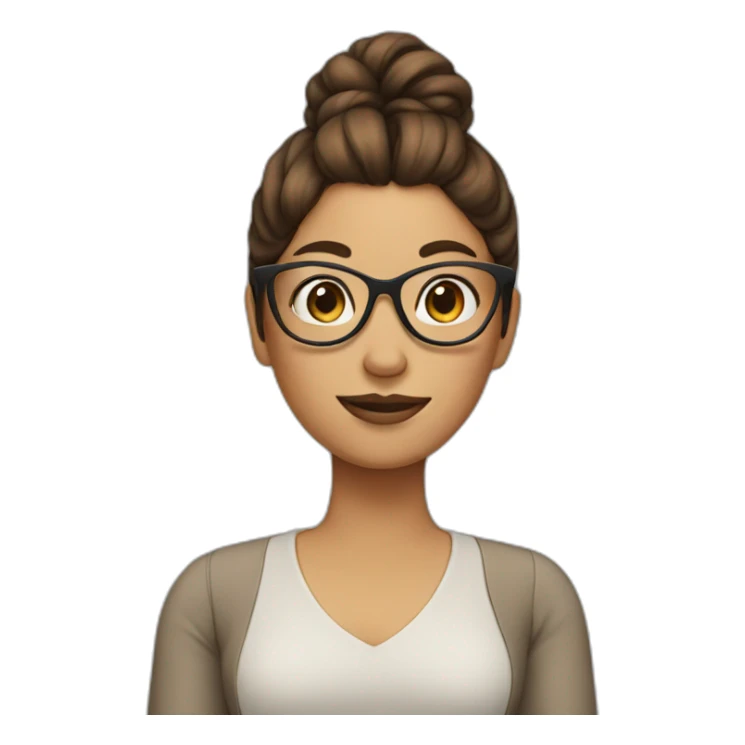 lady with brown long hair in a bun and glasses sticker