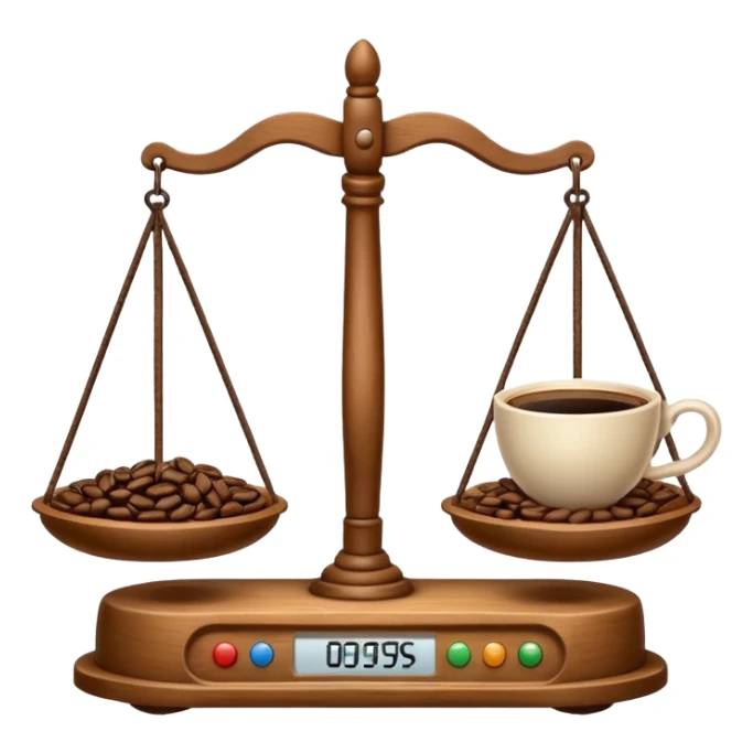 Simple balance scale with coffee on the strong side (left) and sleep/ bed on the weak side (right) sticker