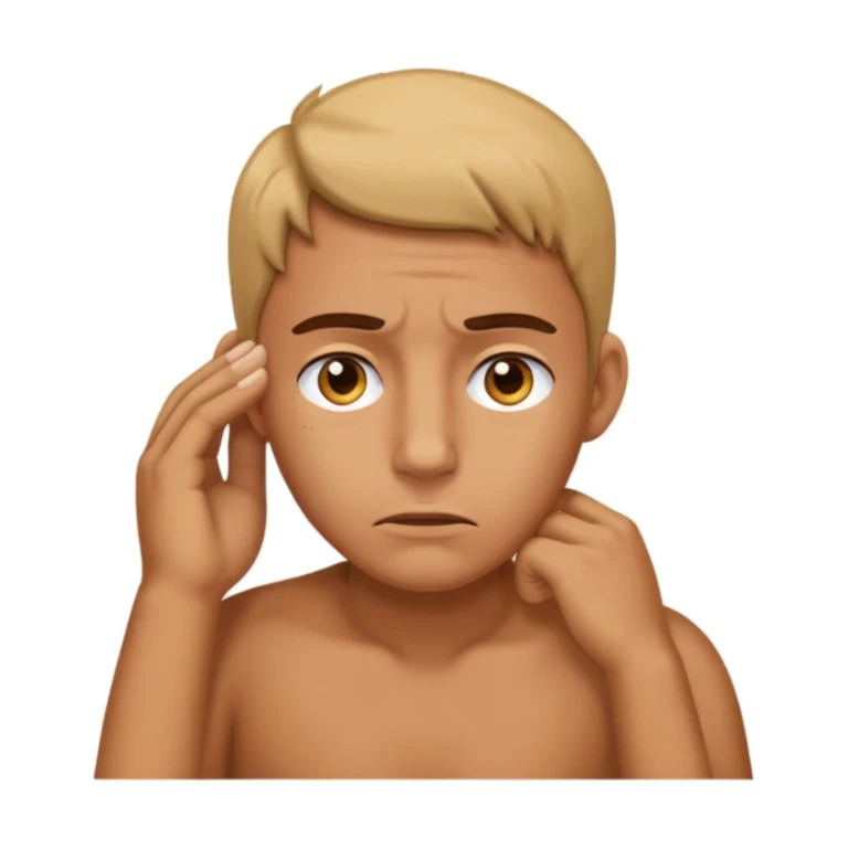 Saying sorry while holding ear emoji sticker