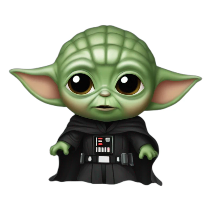 baby yoda with a darth vader mask sticker