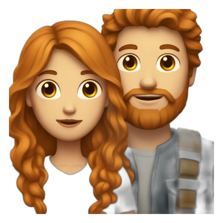 Bearded man with brown hair and long haired ginger girlfriend  sticker