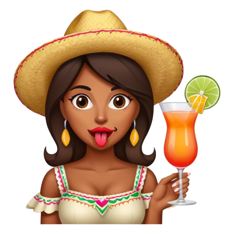 Mexican lady with cocktail sticking her tongue out sticker