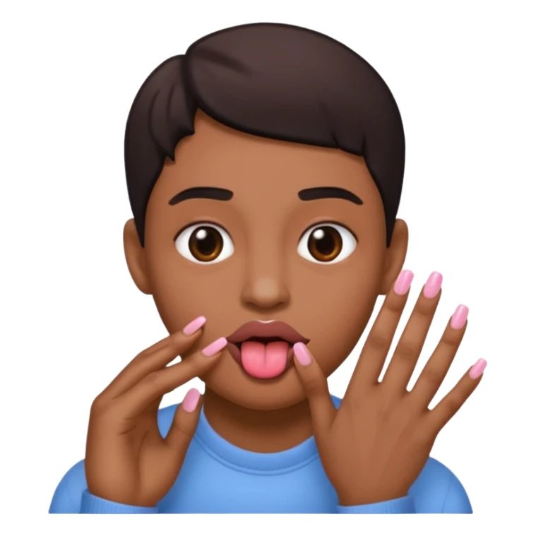 An emoji with 🌚 nails pookie and tongue sticker