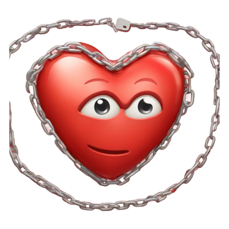 a  single red glossy heart, with a single chain and padlock wrapped around it sticker