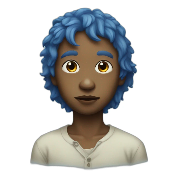 mysterious blue skin boy portrait; fishman sticker