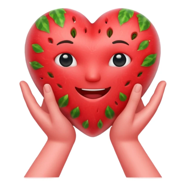 emoji of watermelon-red heart with giving hands sticker