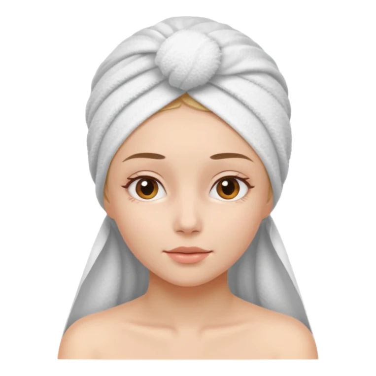 A gril that her head covered with towel and skincare sticker