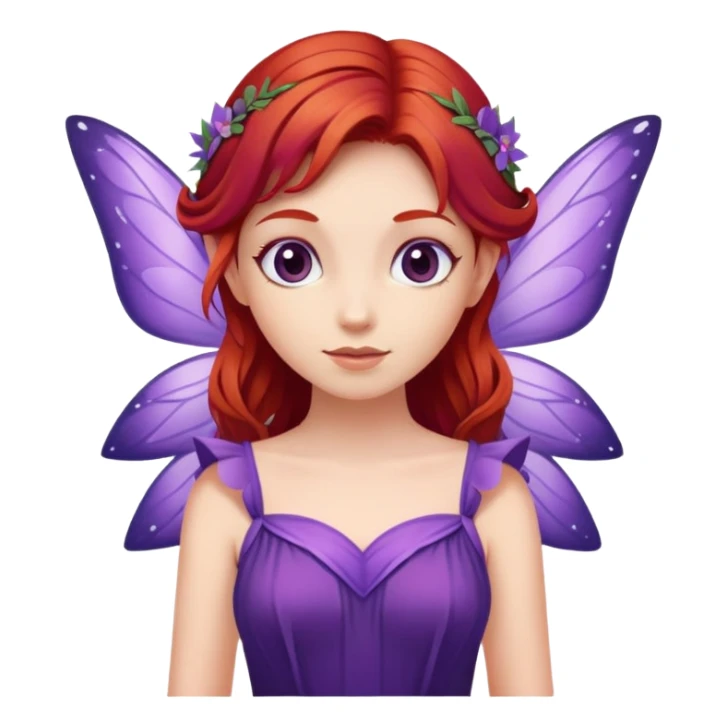 fairy with plums red hair wearing purple  sticker