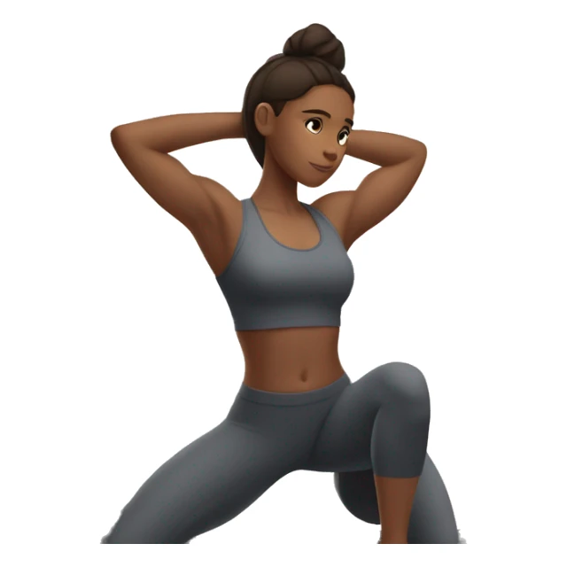Dark brown haired girl stretching in gym sticker