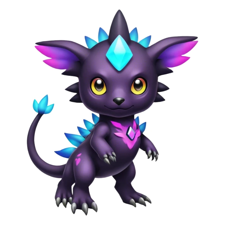 Cute cool colorful dark nebula Digimon-animal-hybrid full body sticker