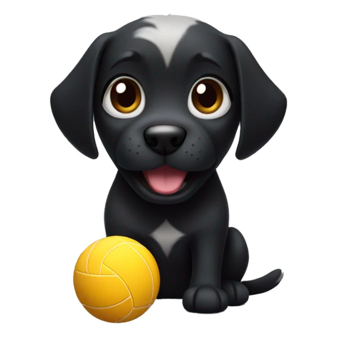 Little black dog playing volleyball  sticker