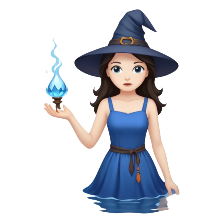 Brunette girl witch cool water sticker