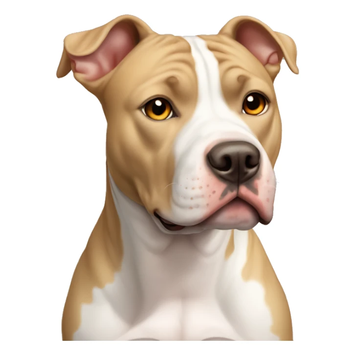 White American Staffordshire terrier with light brown patches by her right ear  sticker