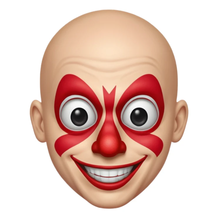Create a man Spider-Man with clown nose, no hair, white eyes sticker