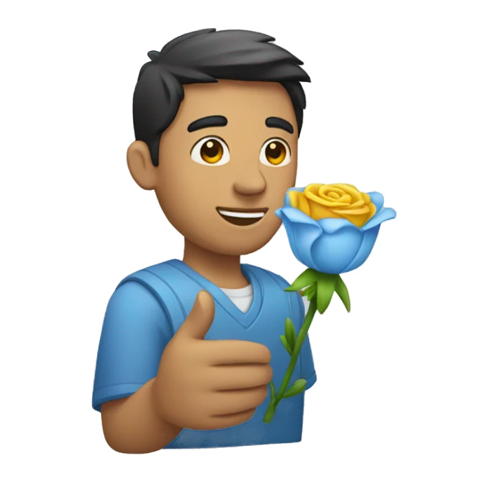 Un hombre con una flor en la mano sticker