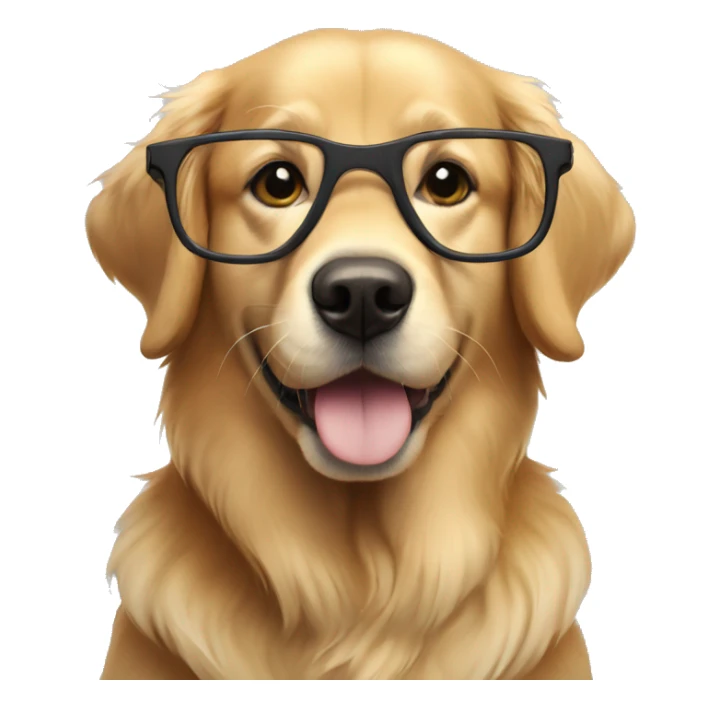 Golden retriever with eye glasses   sticker