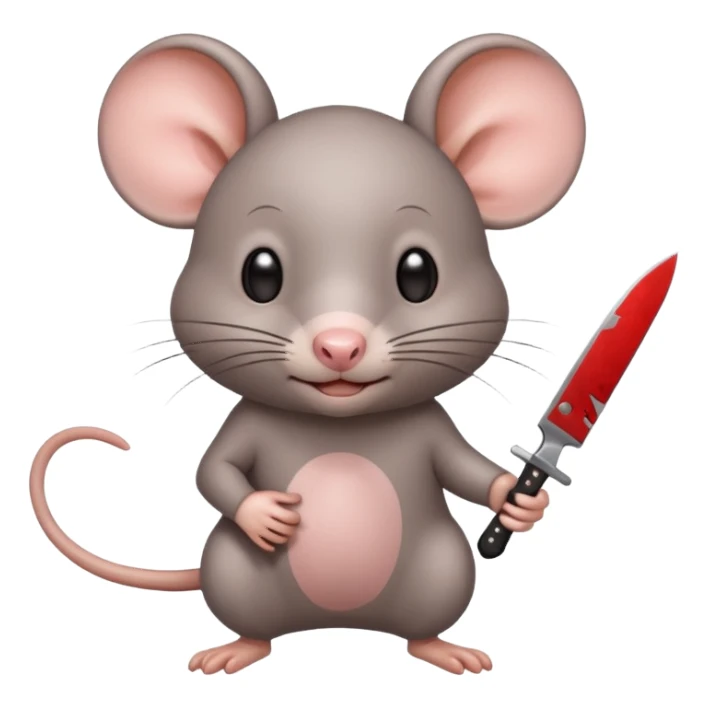 CREA UNA RATA KAWAII SOSTENIENDO UN CUCHILLO sticker