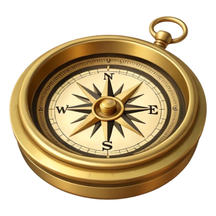 pirate compass object icon, brass compass, adventure style, 3D cartoon, mobile game icon style, centered, clean background, no text, no watermark
 sticker