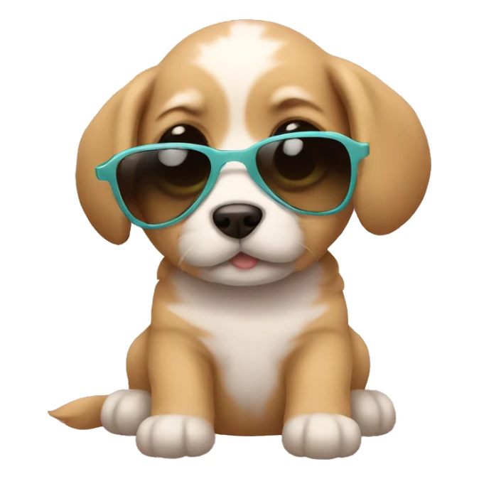 Puppy with sunglasses cute sticker