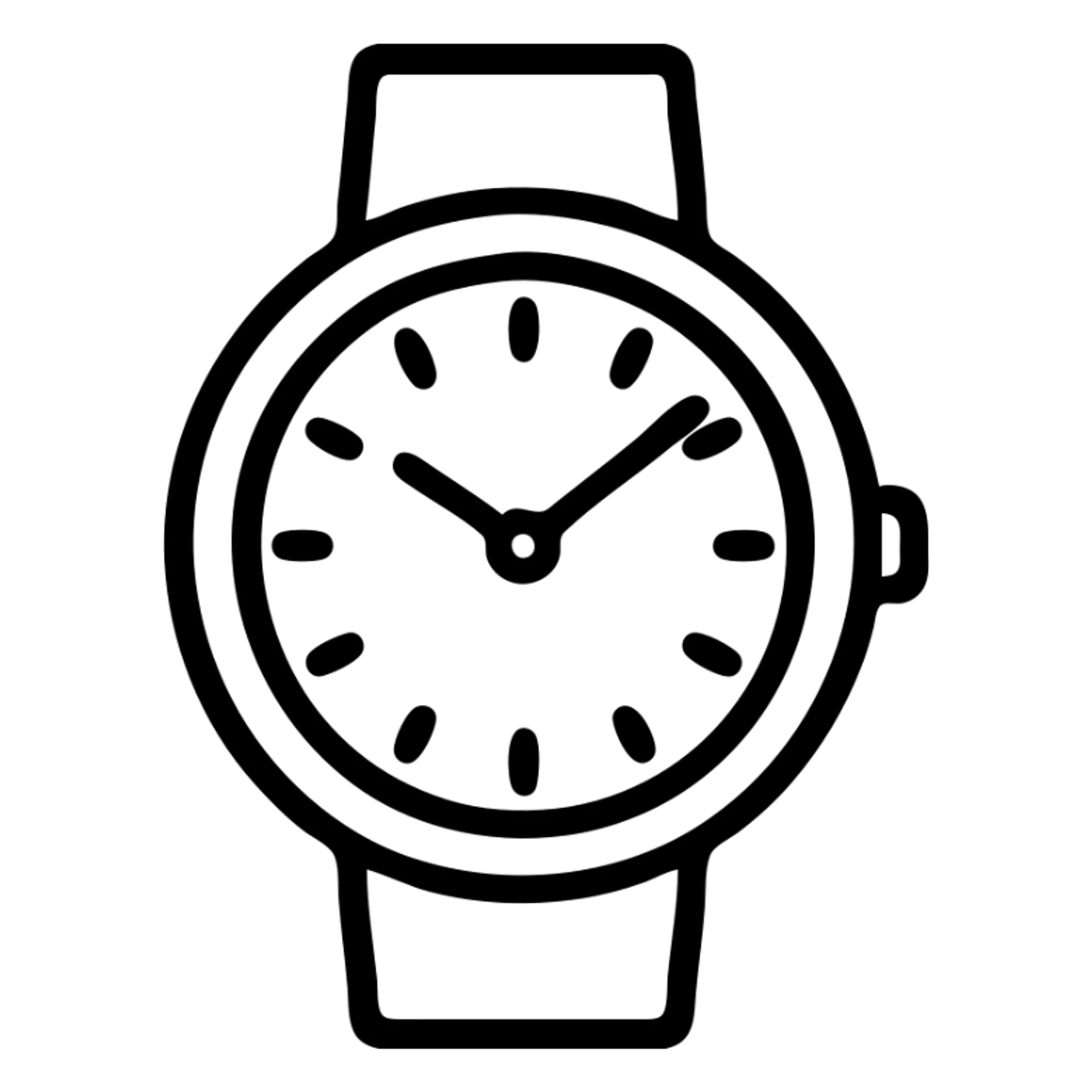 watch, black outlined icon style, minimalist and clean sticker