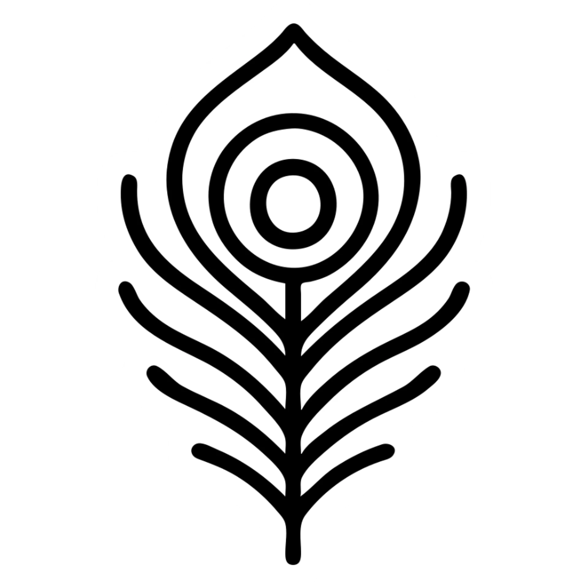 stylized peacock feather, minimal line art, simple and elegant sticker