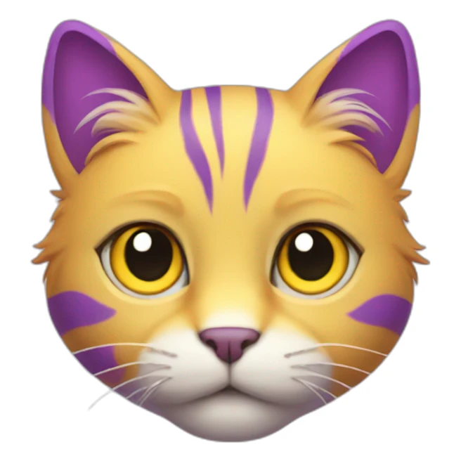 purple yellow cat furry sticker