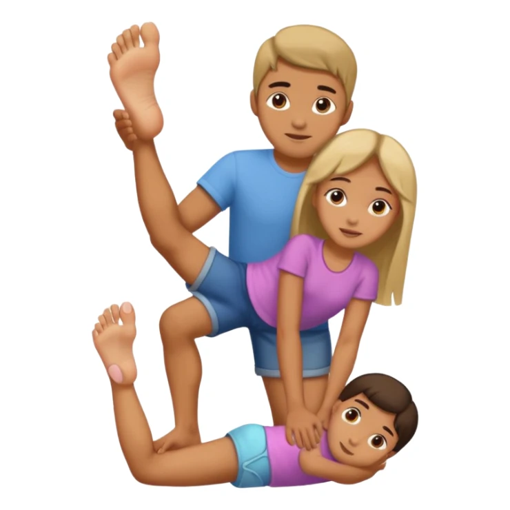 a man (leg) foot placed on a girl's head sticker