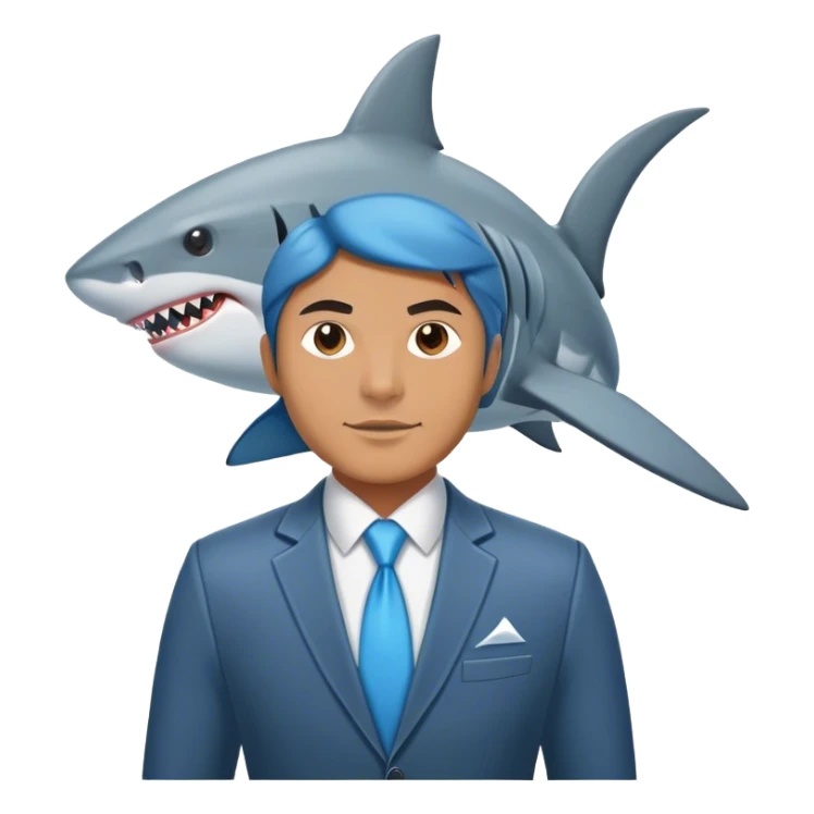 businessman with a shark head wearing costume sticker