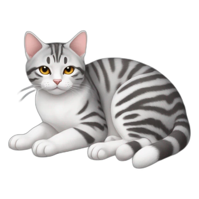 cat-American shorthair-cathandswhole body-lie down-Close your eyes. sticker