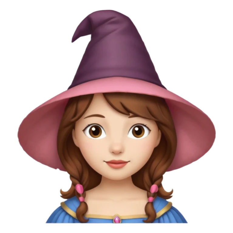 Medieval princess with cone hat and brown hair sticker