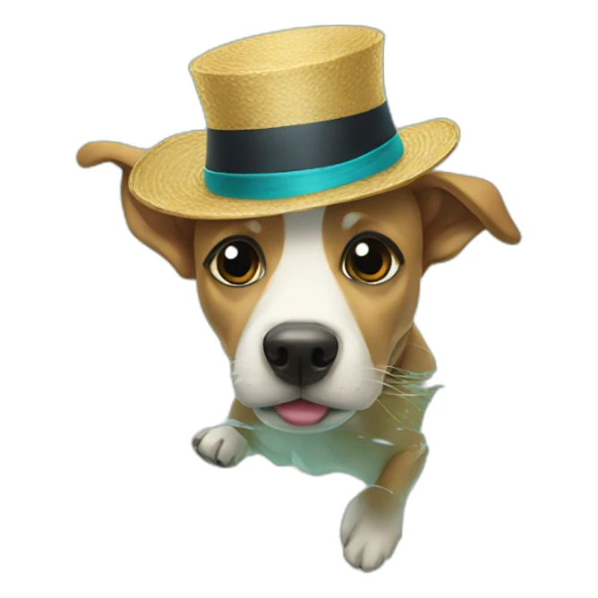 Dog wearing a fancy hat swimming sticker