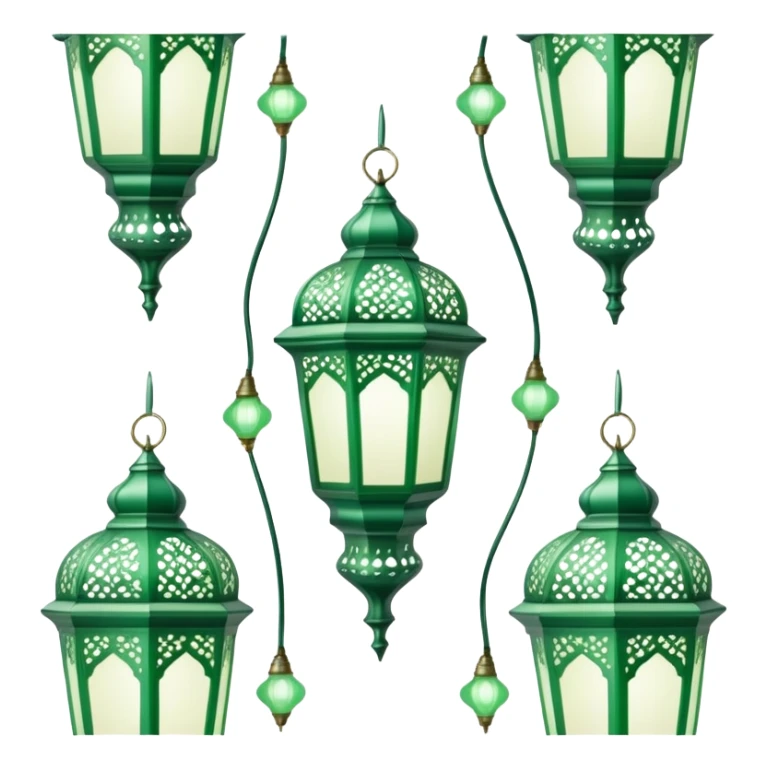 Rococo vintage style green white Ramadan lights sticker