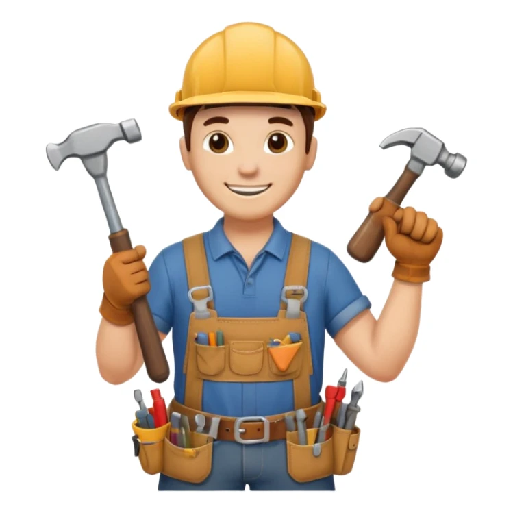 a handyman holding a hammer and a screwdriver sticker