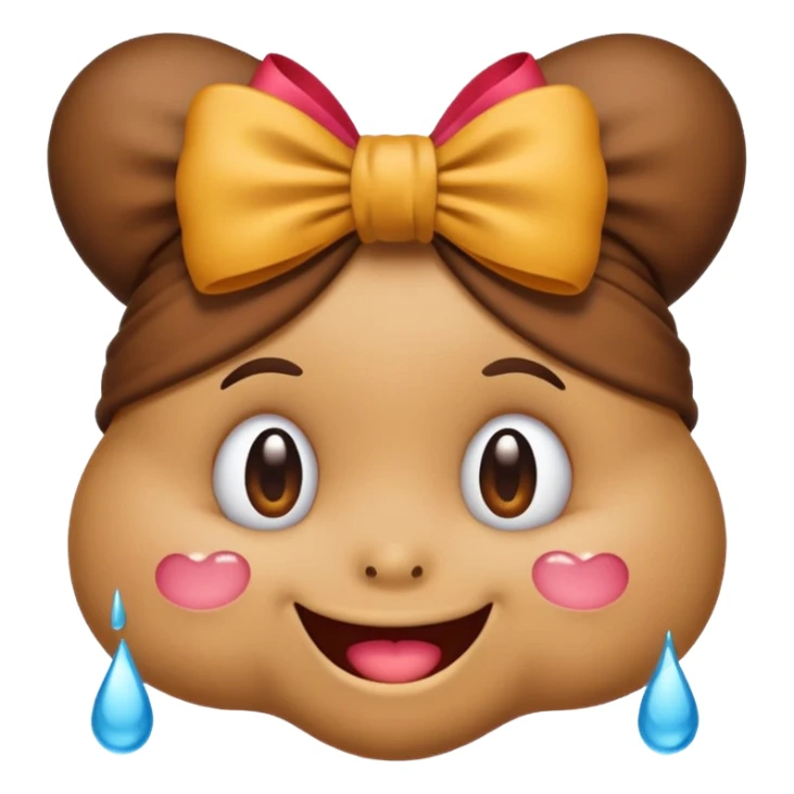 Emoji I phone Type, happy poo with tears a bow on the head sticker