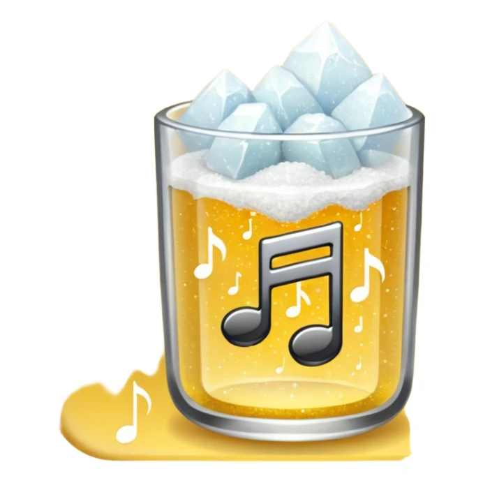 salt in the glass, sparkle icon(yellow), and music note in a row sticker