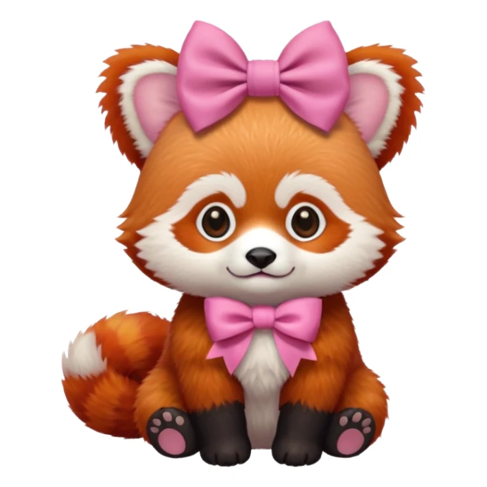 baby Red panda wearing a pink bow sticker