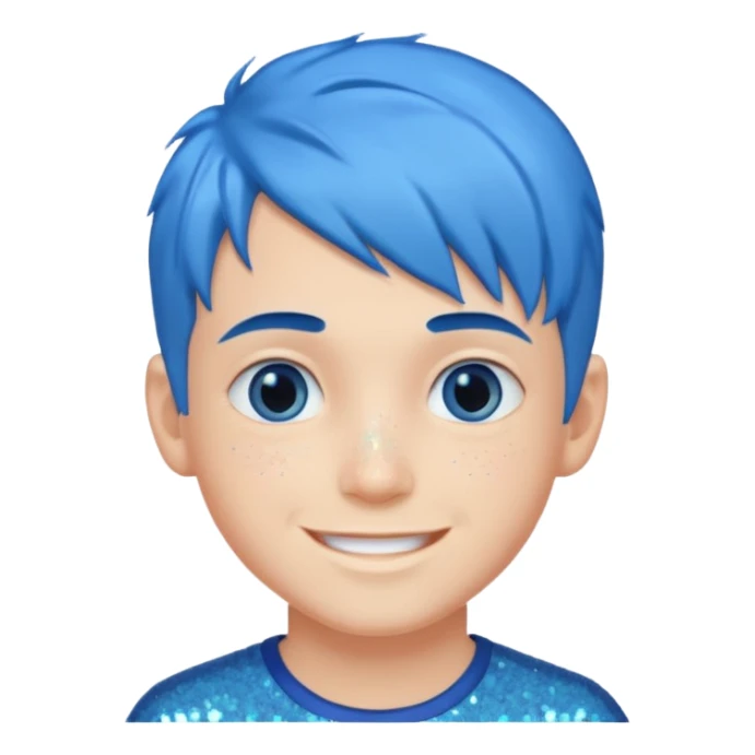 glitter blue gamer Boy happy blue hair sticker