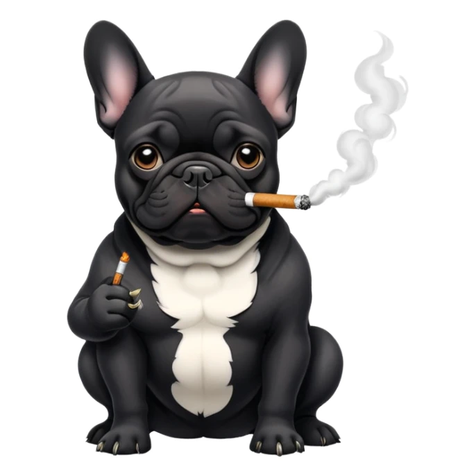 Black French bulldog smoking  sticker