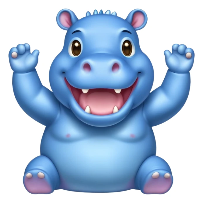 an cheering Happy hippo with blue Skin Color  sticker