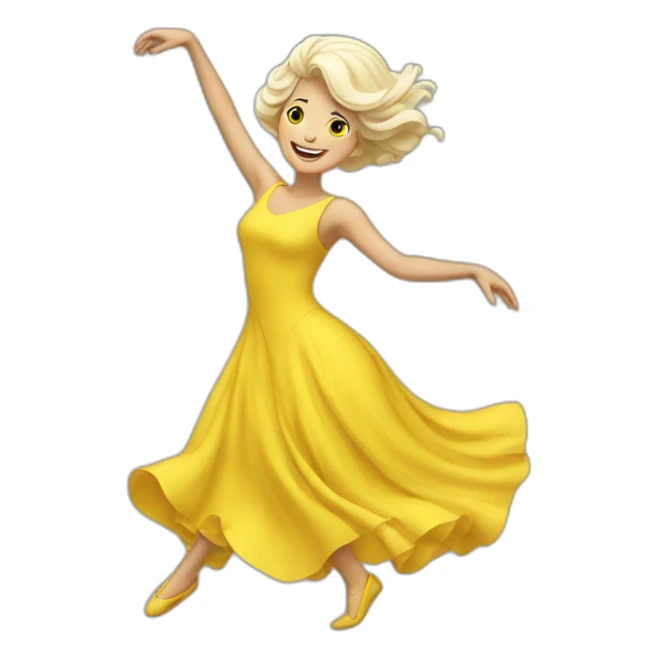 dancing white lady in yellow dress sticker