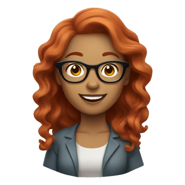 Woman with glasses and wavy red hair waving hello sticker