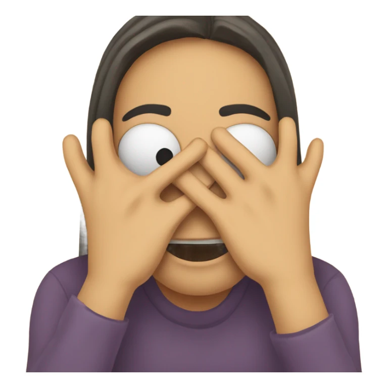 covers his face with his hands but peeks through his fingers sticker