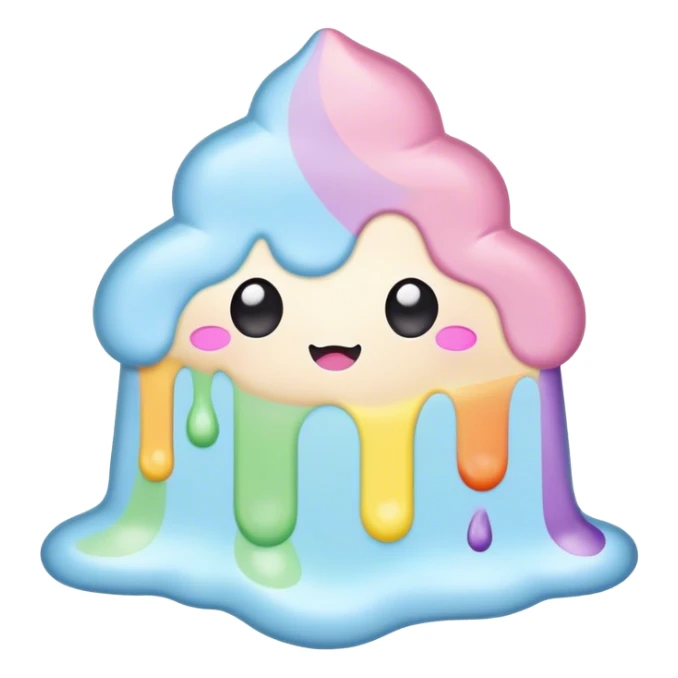 melted pastel rainbow kawaii frosting sticker