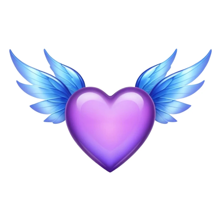 Purple Heart with blue fairy wings sticker
