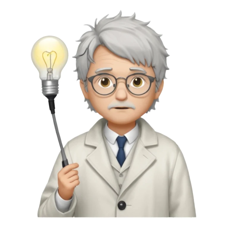 Pixel art, WorldBox style.
Human character with “Genius” trait: grey messy hair, small round glasses, white scholar coat, thoughtful face.
Add small glowing lightbulb or spark above head to show high intelligence.
Full body, front view, no background, 32x32 or 64x64 pixels. sticker
